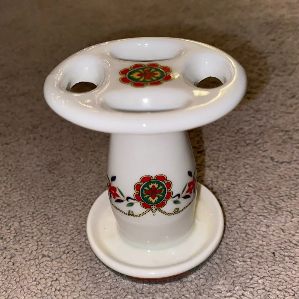 Shibata Vintage Japan Floral‎ Bathroom Toothbrush Holder Porcelain